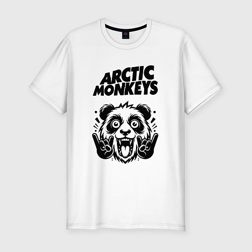 Мужская slim-футболка Arctic Monkeys - rock panda / Белый – фото 1