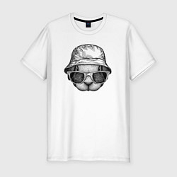 Мужская slim-футболка Зайка в панаме и очках