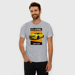 Футболка slim-fit Спорткар Chevrolet Camaro, цвет: меланж — фото 2