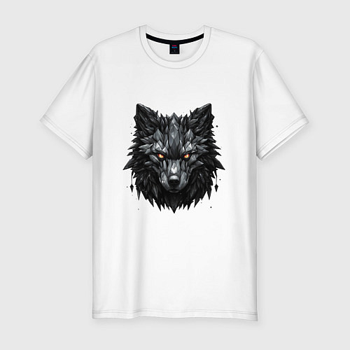 Мужская slim-футболка Графитовый волк / Белый – фото 1