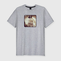 Мужская slim-футболка Смелый кот и собаки мем