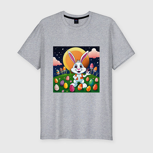 Мужская slim-футболка Кролик пришелец / Меланж – фото 1