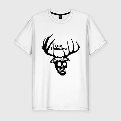 Мужская slim-футболка True Detective: Deer Skull / Белый – фото 1