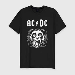 Футболка slim-fit AC DC rock panda, цвет: черный