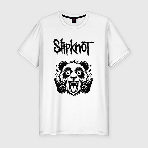 Мужская slim-футболка Slipknot - rock panda / Белый – фото 1