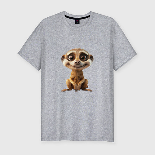 Мужская slim-футболка Сурикат в стойке / Меланж – фото 1