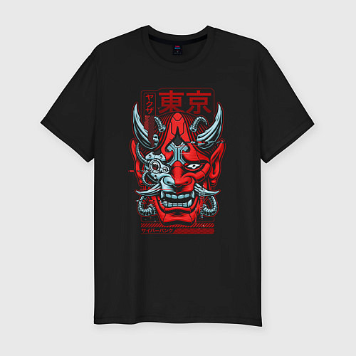 Мужская slim-футболка Cyberpunk 2077 samurai colored / Черный – фото 1