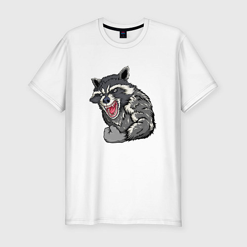 Мужская slim-футболка Raccoon / Белый – фото 1