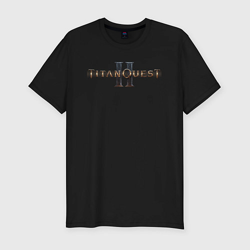 Мужская slim-футболка Titan quest 2 logo / Черный – фото 1