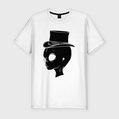 Мужская slim-футболка Пришелец в цилиндре / Белый – фото 1