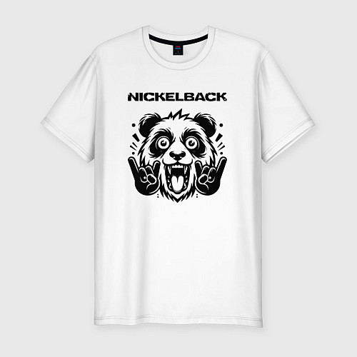 Мужская slim-футболка Nickelback - rock panda / Белый – фото 1