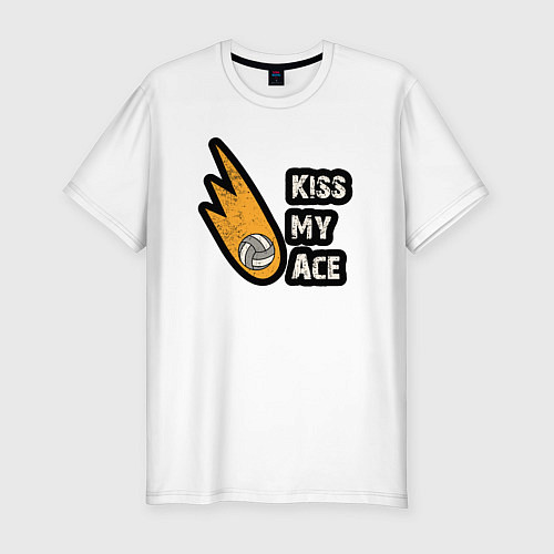 Мужская slim-футболка Kiss my ace volleyball / Белый – фото 1