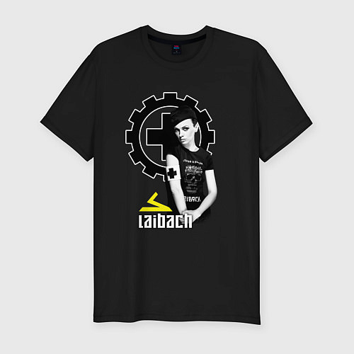 Мужская slim-футболка Laibach - A girl with tshirt / Черный – фото 1