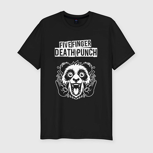 Мужская slim-футболка Five Finger Death Punch rock panda / Черный – фото 1