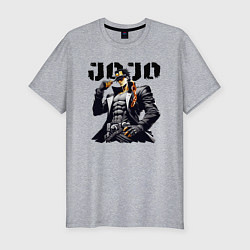 Футболка slim-fit Jotaro Kujo - jojo ai art, цвет: меланж