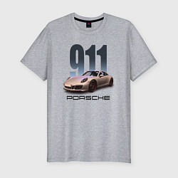 Мужская slim-футболка Порше 911 спортивный автомобиль
