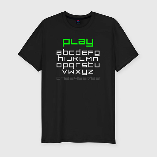 Мужская slim-футболка Play abcd алфавит / Черный – фото 1