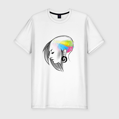 Мужская slim-футболка Киберпанк в голове / Белый – фото 1