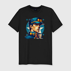 Футболка slim-fit Jojo - Jotaro Kujo ai art, цвет: черный