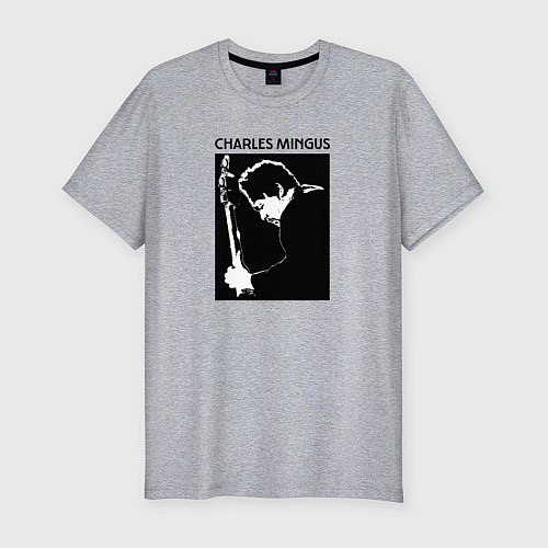 Мужская slim-футболка Jazz legend Charles Mingus / Меланж – фото 1