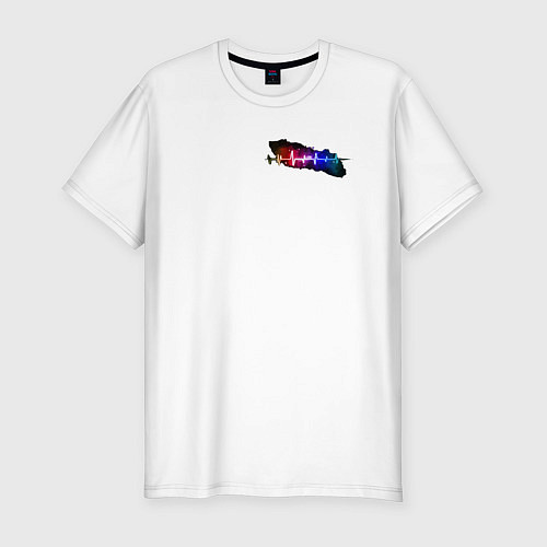 Мужская slim-футболка Неоновый пульс / Белый – фото 1