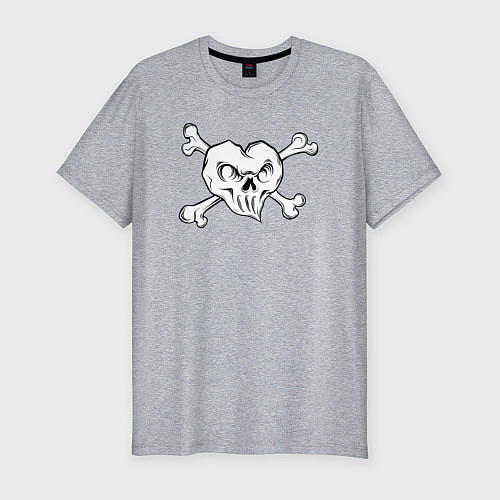 Мужская slim-футболка Heart skull / Меланж – фото 1