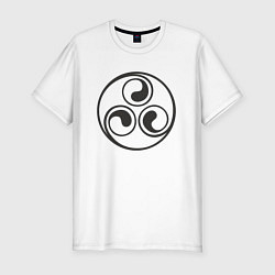 Футболка slim-fit Круглый черный трискелион, цвет: белый