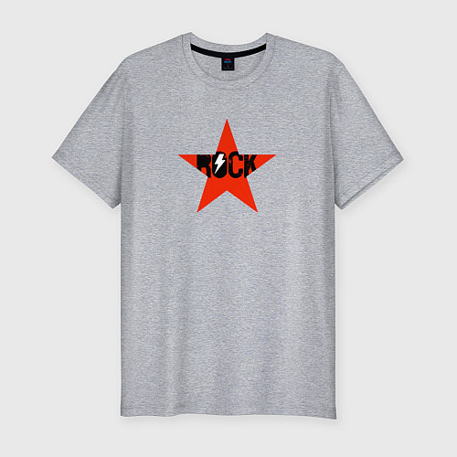 Мужская slim-футболка Rock star red white / Меланж – фото 1