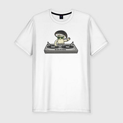 Мужская slim-футболка Диджей грибок