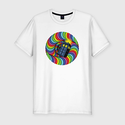 Мужская slim-футболка Tardis colors / Белый – фото 1
