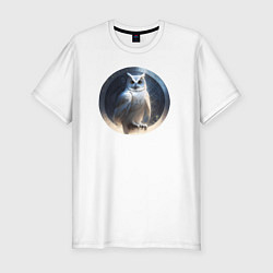 Мужская slim-футболка Белая сова и руны