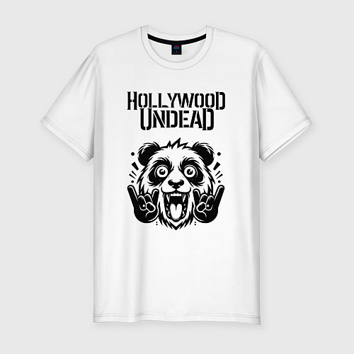 Мужская slim-футболка Hollywood Undead - rock panda / Белый – фото 1