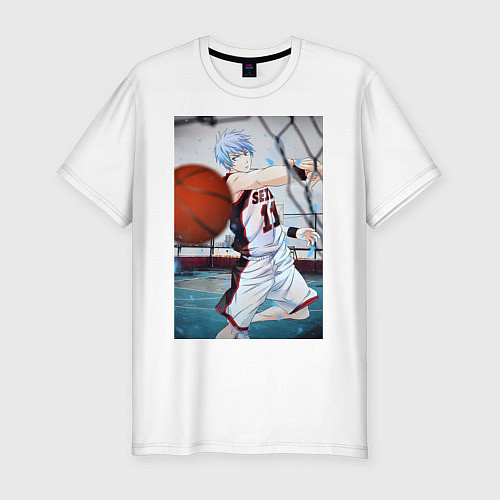 Мужская slim-футболка Баскетбол Тэцуя Куроко / Белый – фото 1