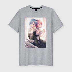 Футболка slim-fit ReZero Рем - Жизнь с нуля в альтернативном мире, цвет: меланж