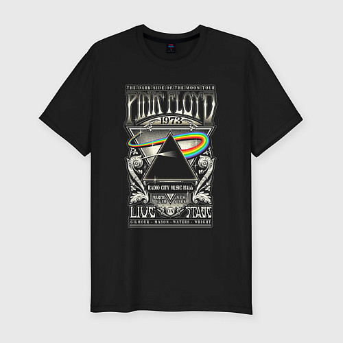 Мужская slim-футболка Pink Floyd the dark of the moon tour / Черный – фото 1