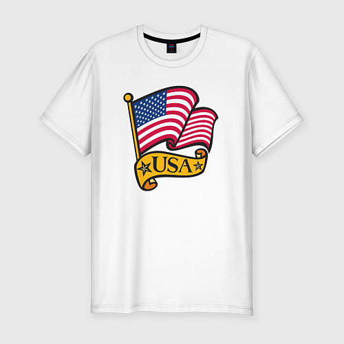 Мужская slim-футболка American flag / Белый – фото 1
