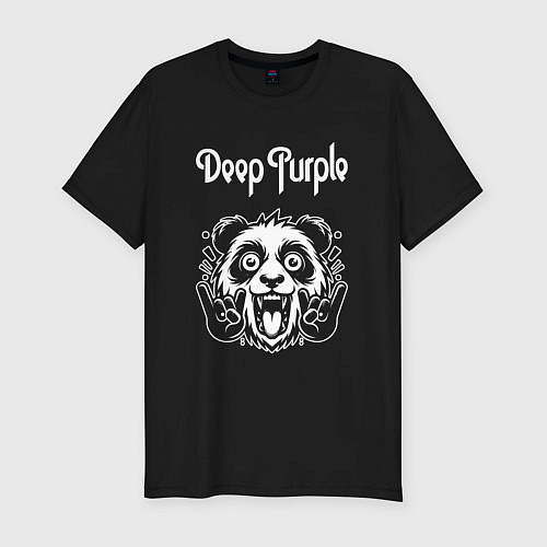 Мужская slim-футболка Deep Purple rock panda / Черный – фото 1