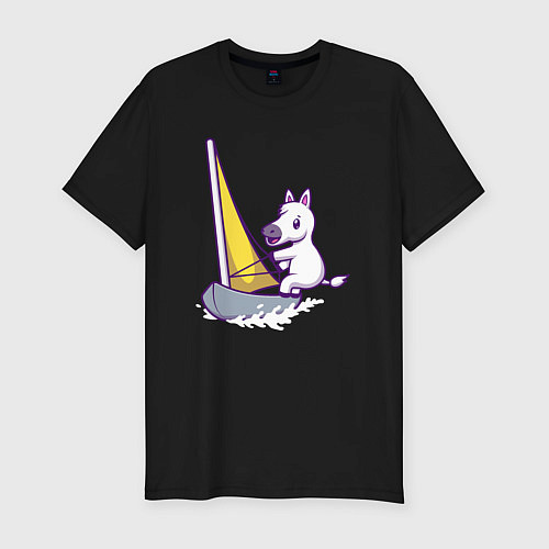 Мужская slim-футболка Лошадь яхтсмен / Черный – фото 1
