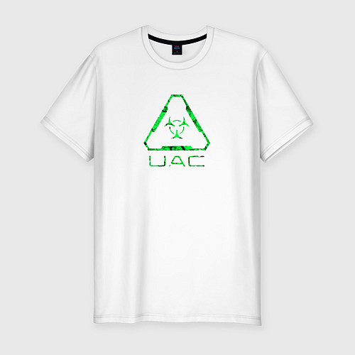 Мужская slim-футболка UAC зелёный повреждённый / Белый – фото 1