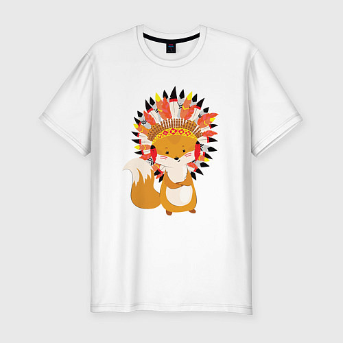 Мужская slim-футболка Fox indian / Белый – фото 1