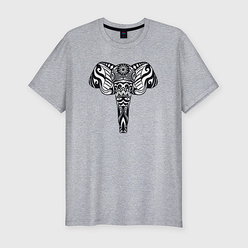 Мужская slim-футболка Ethnic elephant / Меланж – фото 1