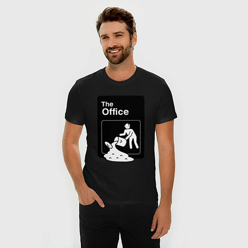 Мужская slim-футболка Суп и офис / Черный – фото 3