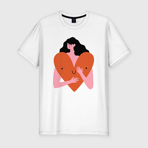 Мужская slim-футболка Heart girl / Белый – фото 1