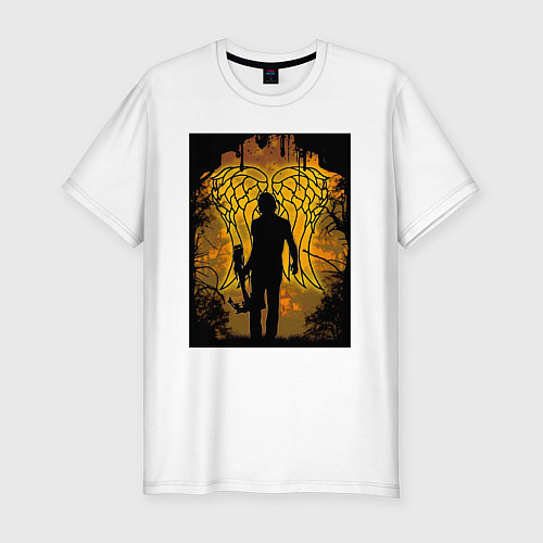 Мужская slim-футболка Ходячие мертвецы Дэрил Диксон / Белый – фото 1