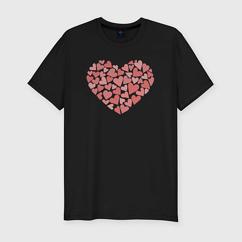 Мужская slim-футболка Hearts love / Черный – фото 1