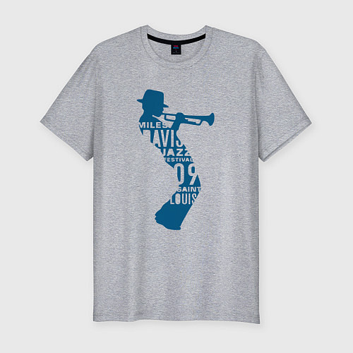 Мужская slim-футболка Miles Davis jazz / Меланж – фото 1