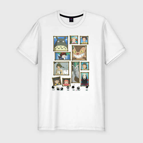 Мужская slim-футболка Герои студии Ghibli / Белый – фото 1