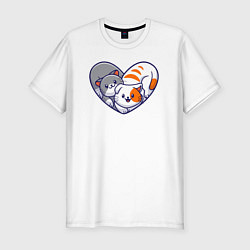 Мужская slim-футболка Котики в сердечке
