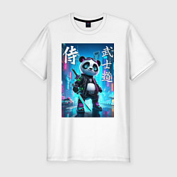 Мужская slim-футболка Panda samurai - bushido ai art