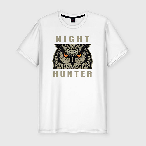 Мужская slim-футболка Night hunter / Белый – фото 1